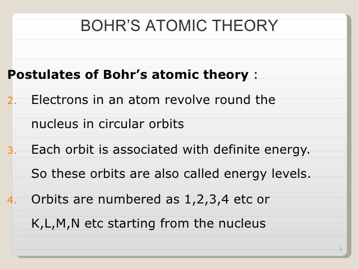postulates of bohr atomic model